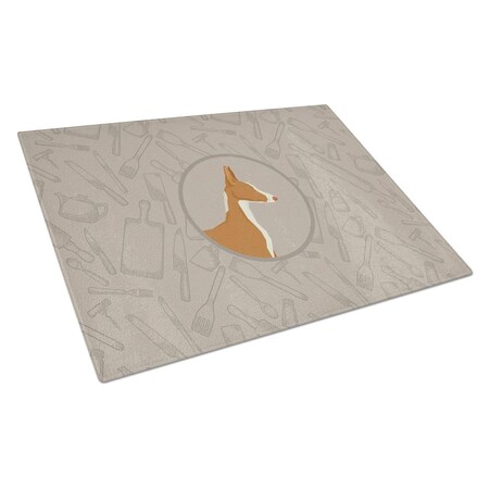 Carolines Treasures Ibizan Hound in the Kitchen Glass Cutting Board Large CK2192LCB